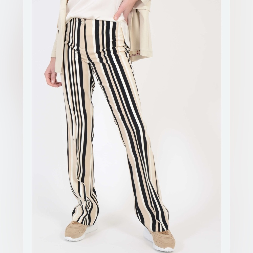 CAMBIO ROS trousers in black beige striped trousers NWT Size 4